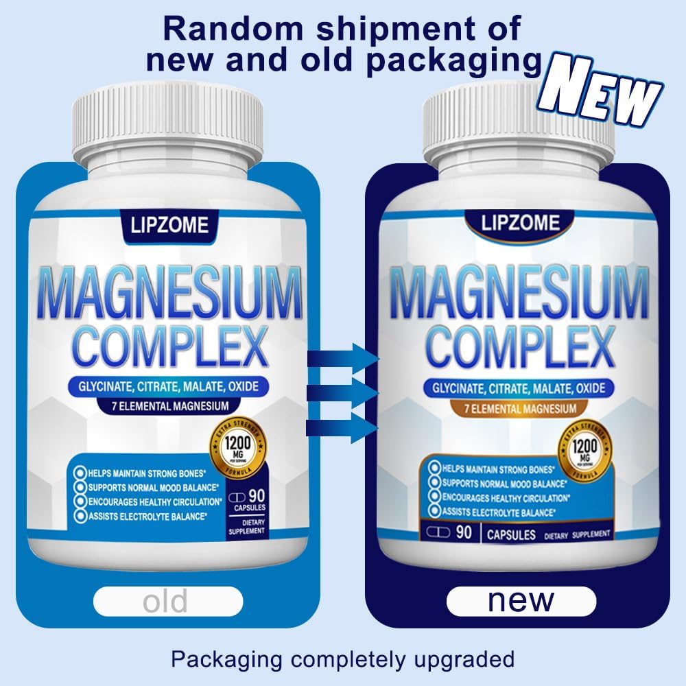 Unlock Your Potential with Our 1200mg Magnesium Complex Supplement – Advanced 7-in-1 Blend for Optimal Muscle, Nerve Support, and Energy Boost – Non-GMO, 90 Capsules for Lasting Wellness