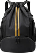 Gym Backpack with Drawstring and Shoes Compartment for Exercise, Sports Training, Outdoor Activity, Beach, Water-Resistant String Backpack Beach Bag for Women and Men