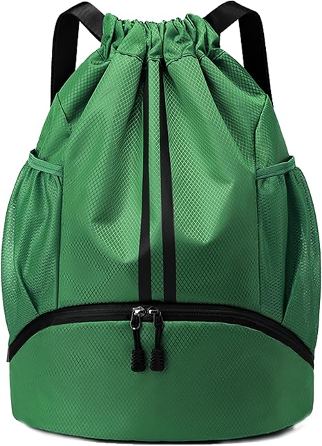 Gym Backpack with Drawstring and Shoes Compartment for Exercise, Sports Training, Outdoor Activity, Beach, Water-Resistant String Backpack Beach Bag for Women and Men