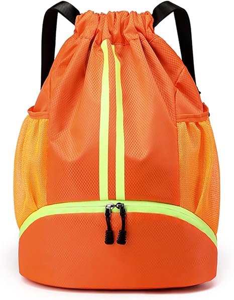 Gym Backpack with Drawstring and Shoes Compartment for Exercise, Sports Training, Outdoor Activity, Beach, Water-Resistant String Backpack Beach Bag for Women and Men