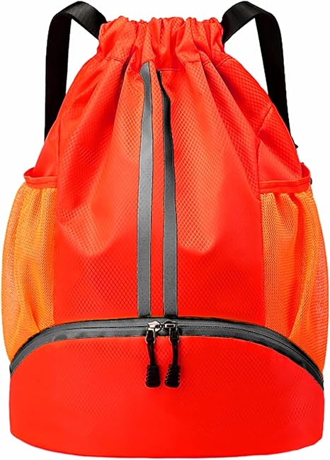 Gym Backpack with Drawstring and Shoes Compartment for Exercise, Sports Training, Outdoor Activity, Beach, Water-Resistant String Backpack Beach Bag for Women and Men