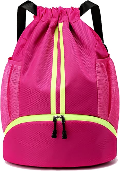Gym Backpack with Drawstring and Shoes Compartment for Exercise, Sports Training, Outdoor Activity, Beach, Water-Resistant String Backpack Beach Bag for Women and Men