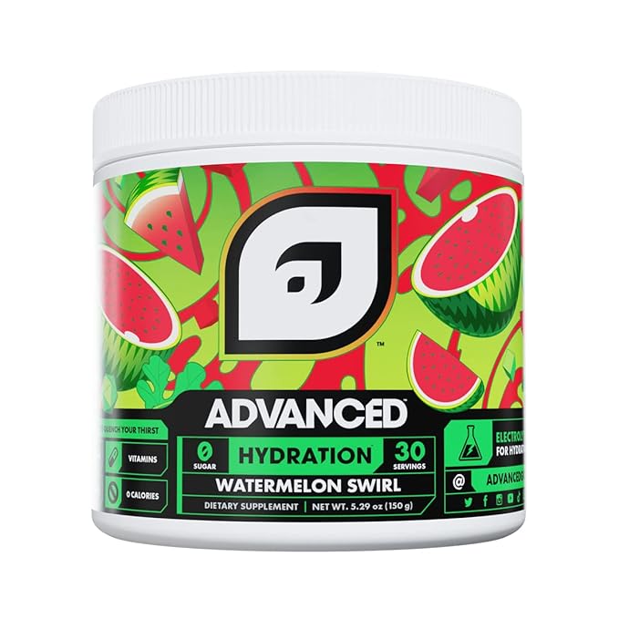 High-Performance Electrolyte Drink Mix with B Vitamins for All-Day Hydration - ADVANCEDgg- Caffeine Free, Zero Calories, Sugar Free, & Keto Friendly - (30 Servings, Watermelon Swirl)